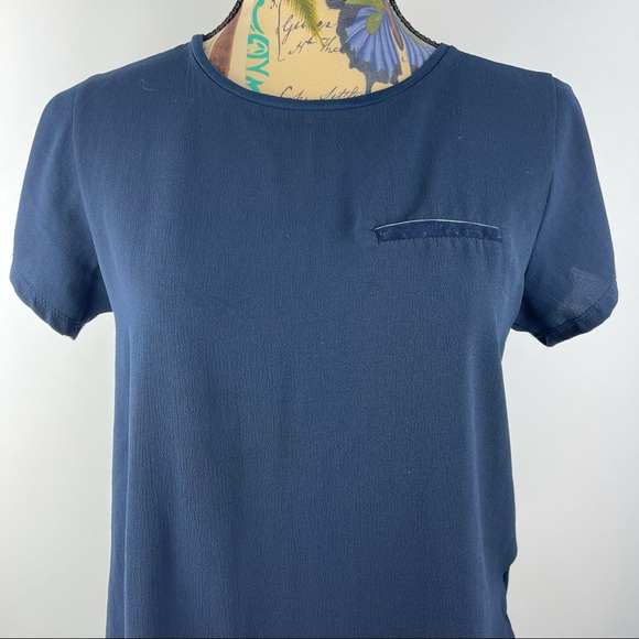 ZARA Size M Navy Blouse - Picture 4 of 9